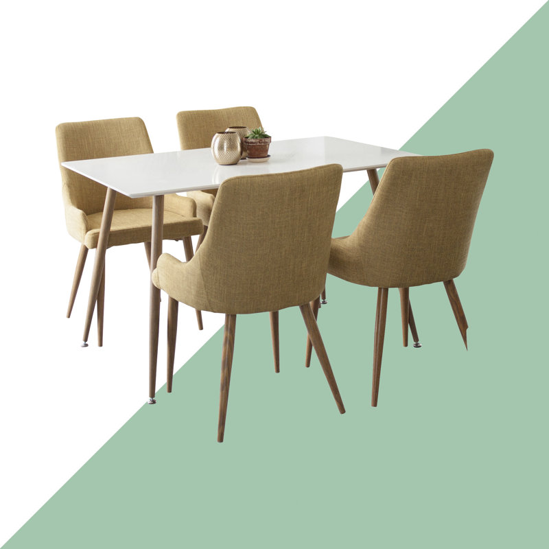 Belue 4 -Person Dining Set, Yellow/Oak, Oak