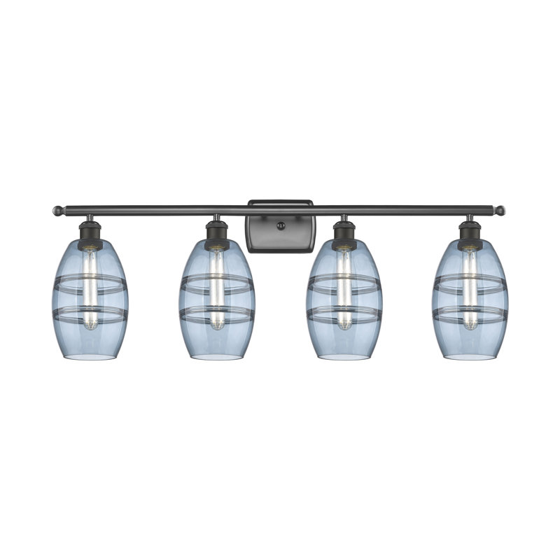 Éclairage pour meuble-lavabo 4 lumières 36 po Ballston - Dundrod, Bronze huilé, Bleu princesse