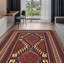 Tapis rouge foncé en laine noué à la main de conception unique 6 pi 4 po x 8 pi 6 po Jirina