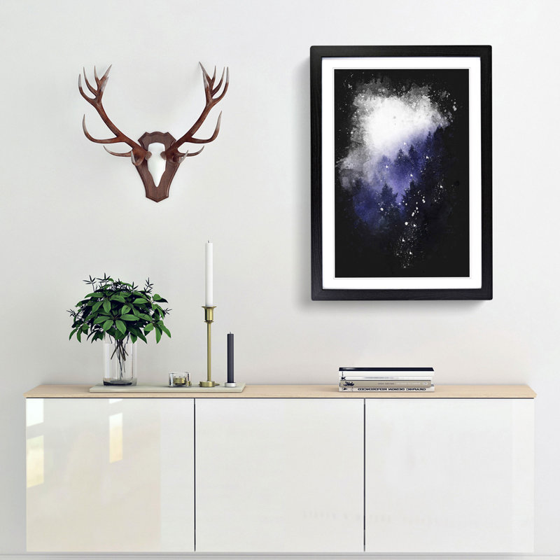 Forest Fog in Germany - Picture Frame Painting Print, Black Framed, 33cm H x 24cm W x 2cm D