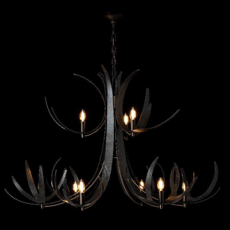 Caribou 5-Light Chandelier, 31.1" H x 49.1" W x 49.1" D, Clear Steel, 9 Lights