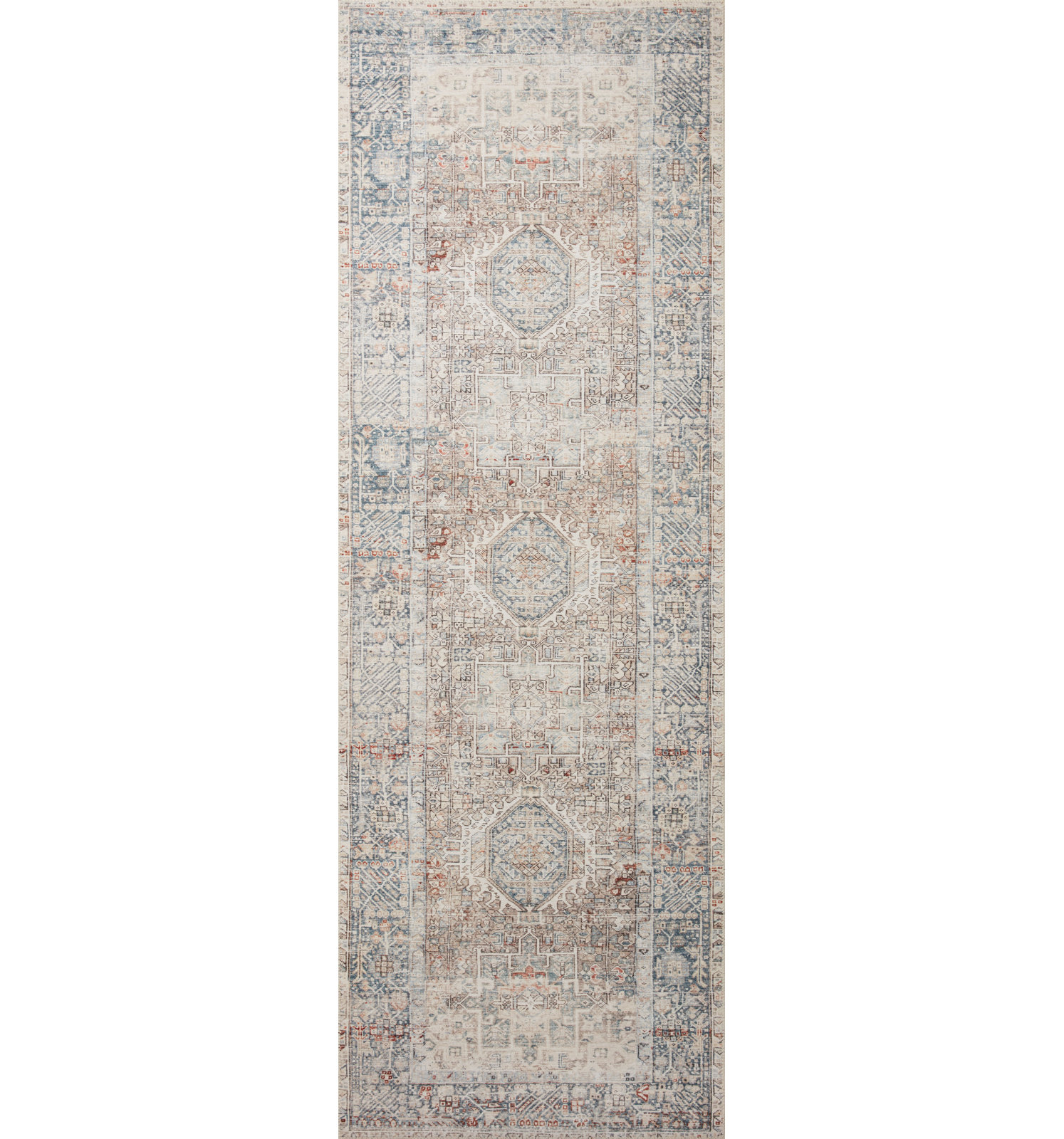 Tapis Jules oriental naturel/ océan Chris Loves Julia x Loloi, Runner 2'6" x 9'6"