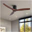 Ventilateur de plafond rustique d'intérieur 52 pouces noir mat avec 3 pales en bois massif et télécommande