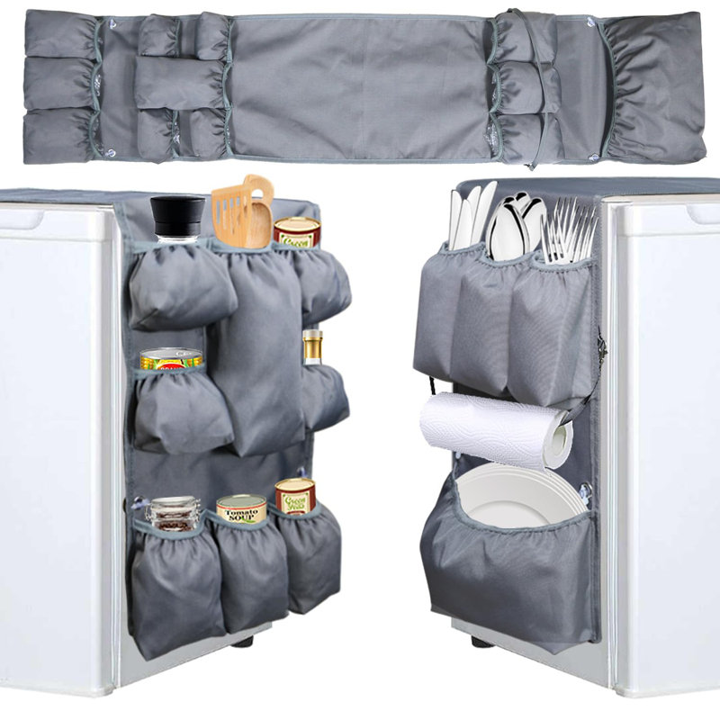 56 In X 12 In 12 Pockets Mini Fridge Organizer,Dorm And Office Over The Fridge Caddy Organizer, Mini Fridge Accessorie(Grey)