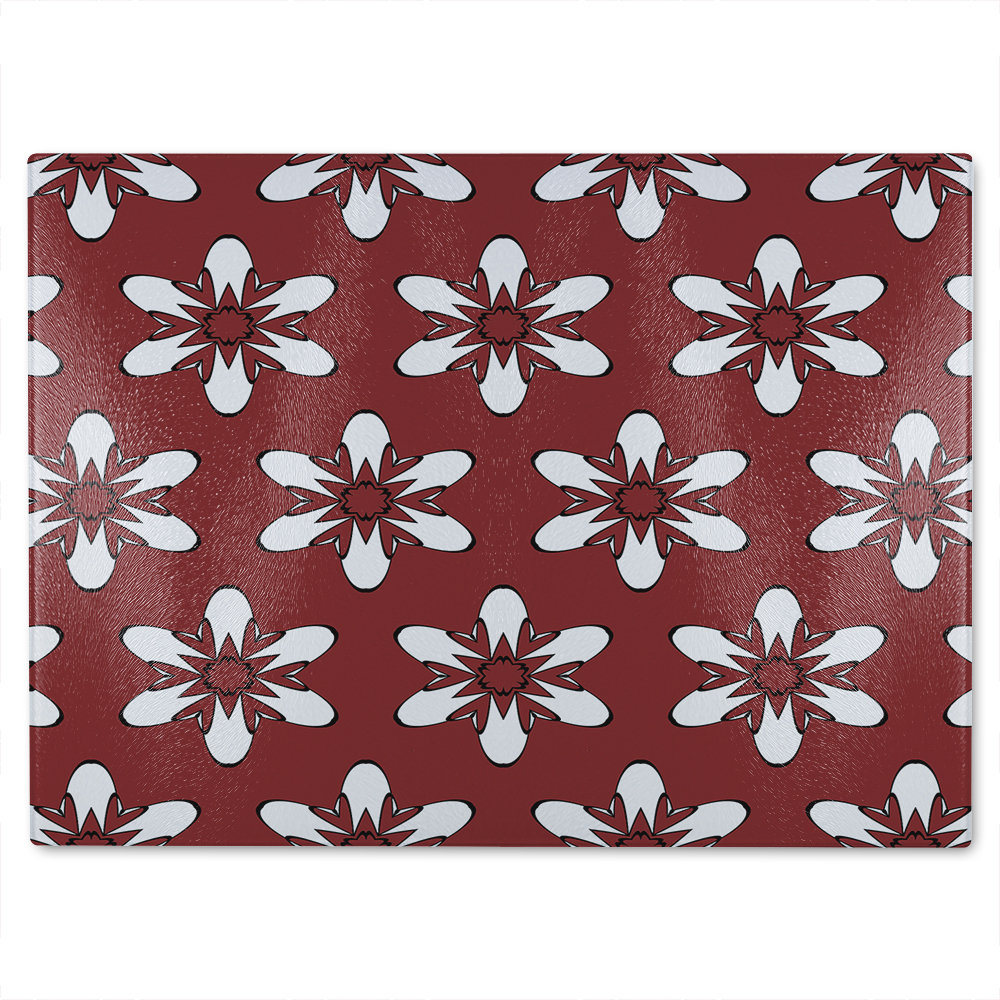 Modern Decorative Floral Pattern Glass Chopping Board
