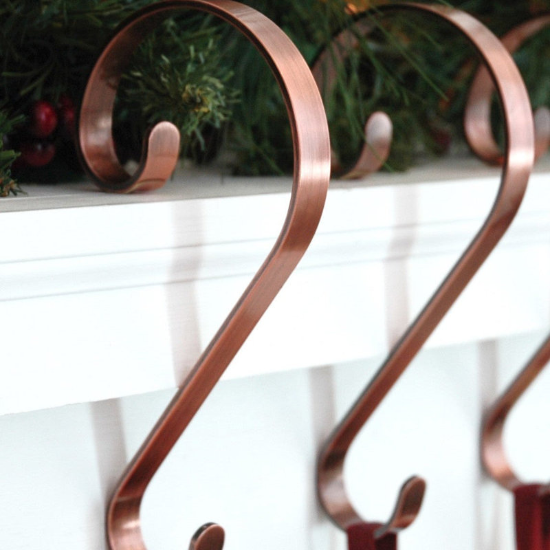 Scrolls Stocking Holder, Brushed copper