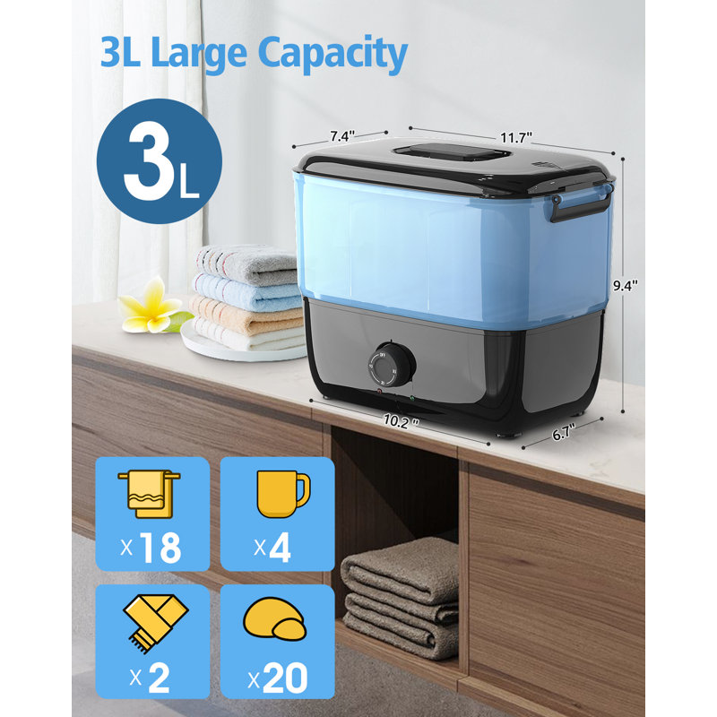 Minuterie d'arrêt automatique chauffante pour armoire à serviettes pliable 5L, Bleu / Noir