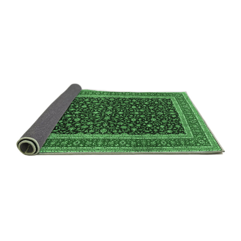 Tapis vert / gris en laine et polyester tissé à la machine Karla-Louise, Carré 3 pi