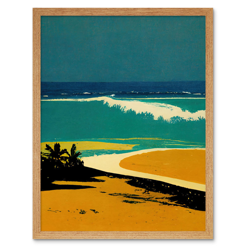 Honopu Beach Coastline Summer Hawaii - Print, Light Brown Framed Paper, 25.9cm H x 20.6cm W x 1.5cm D