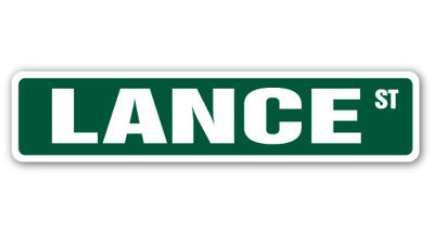 Lance Street Sign Heavy Duty Plastic 4" X 18"