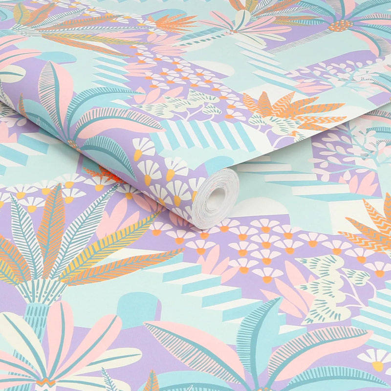 Envy Vacay Floral Wallpaper, Blue