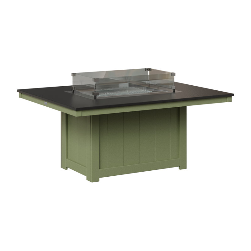 Berlin Gardens Donoma Rectangular Fire Pit Table, Hammered Top Black with Sage Base