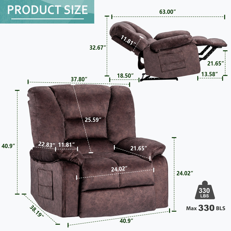 Fauteuil club de 38,34 po de largeur