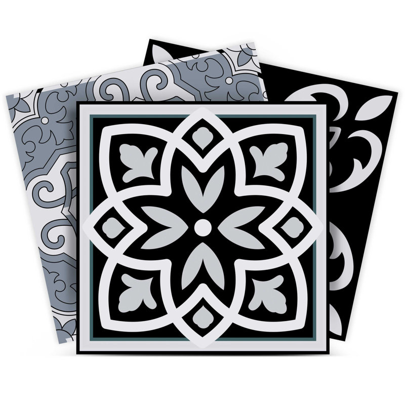 Carrelage mosaïque noir, blanc et gris