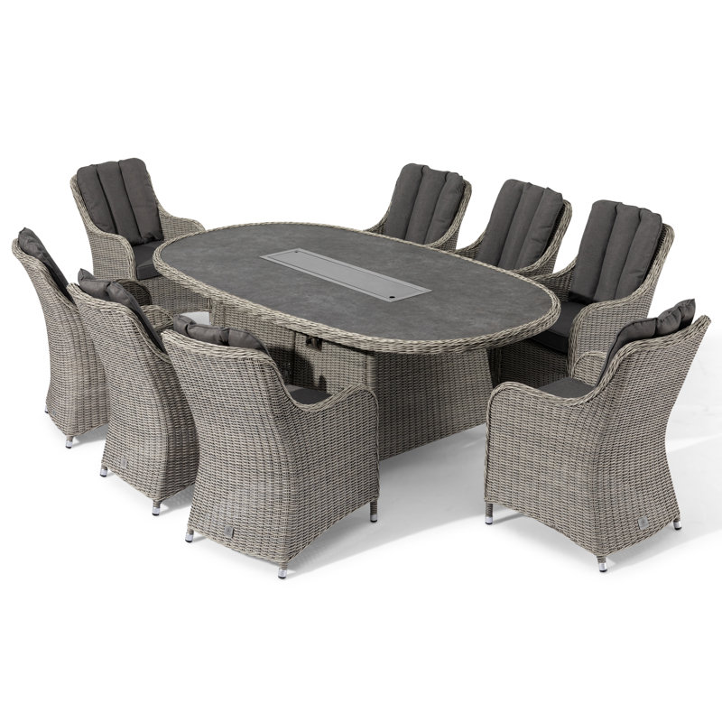 Sofia 8 Seat Oval Firepit Dining Set