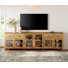 Lysiane TV Stand wigh Drawer and Glass Cabinet for TVs up to 120",Brown
