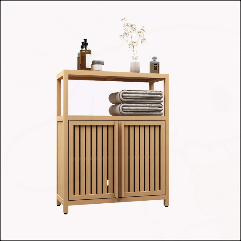 Bamboo Bathroom Storage Cabinet, Small Cabinet With Doors And Shelves, Bathroom Storage Bathroom Organizers And Storage, Storage Cabinet For Bathroom, Kitchen, Living Room