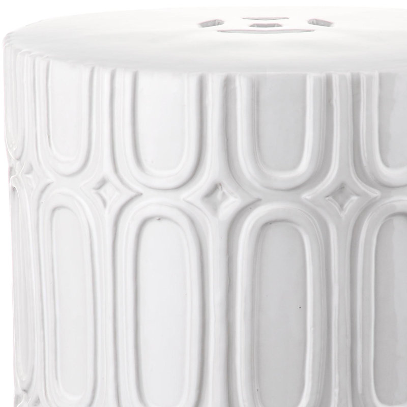 Tabouret de jardin en céramique Morgane, Blanc