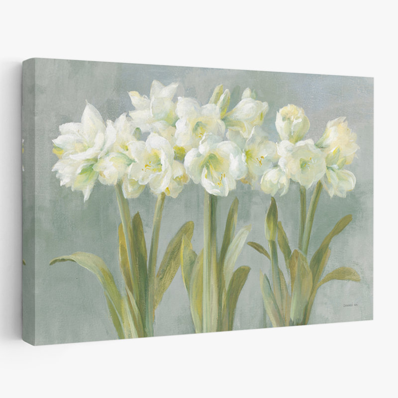 Amaryllis et art blanc bleu amaryllis, H 40 po x l 60 po