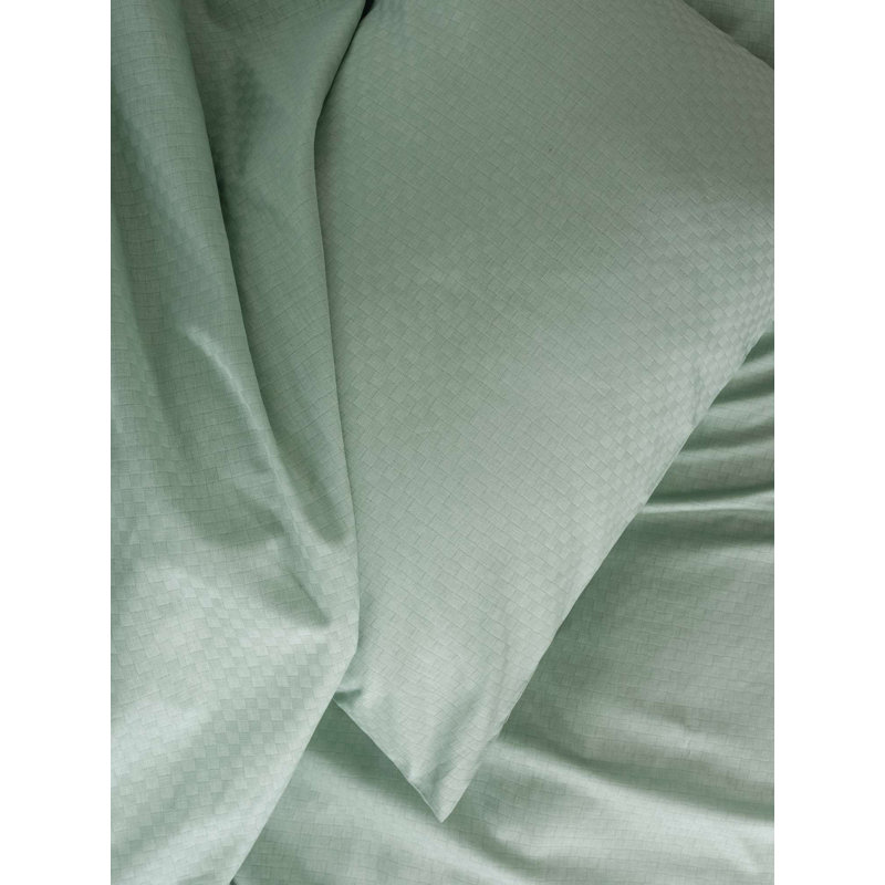 Luxurious Sage Green Ranforce Quilt Cover Set, 79 x 79 inches | 100% Cotton, Soft & Breathable, Includes 2 Pillowcases | Machine Washable, Reactive Printing, Button Closure | Perfect for Cozy Bedrooms