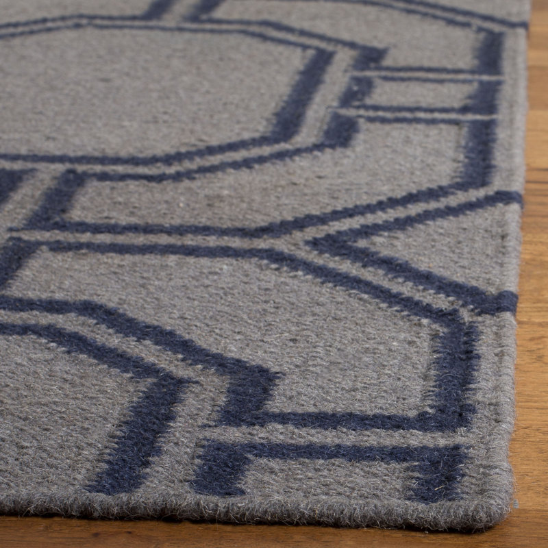 Rodgers Hand Woven Flat Weave Wool Geometric Rug, Rectangle 6' x 9'