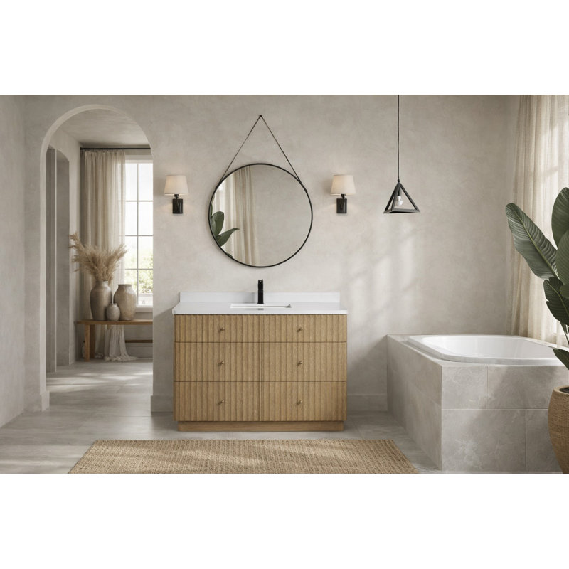 La Jolla 48'' Single Bathroom Vanity With Engineered Stone Top