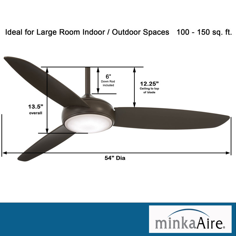 54" Concept IV 3 -Blade LED Smart Standard Ceiling Fan with Remote Control and Light Kit Included, Oil Rubbed Bronze