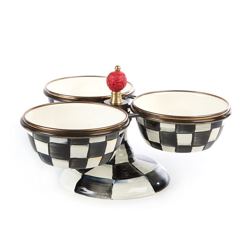 Multi-Color Enamel Round Compartment Bowl Dish