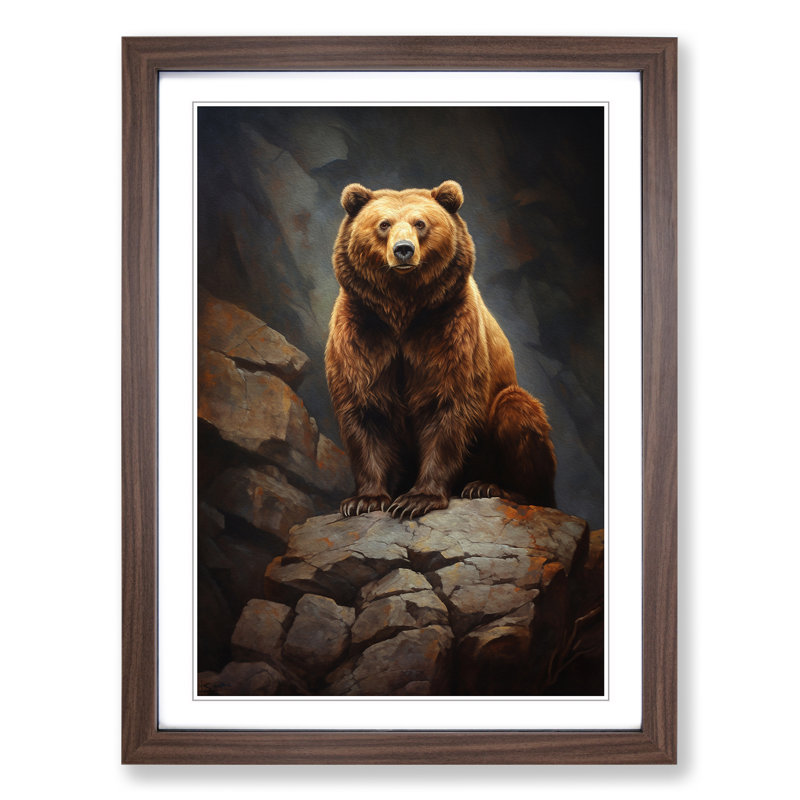 Bear Realism Art - Framed Print, Walnut Framed, 64cm H x 46cm W x 2cm D