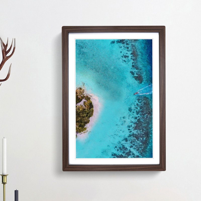 Alifu Alifu Atoll In The Maldives - Single Picture Frame Print, 45cm H x 33cm W x 2cm D, Walnut Framed