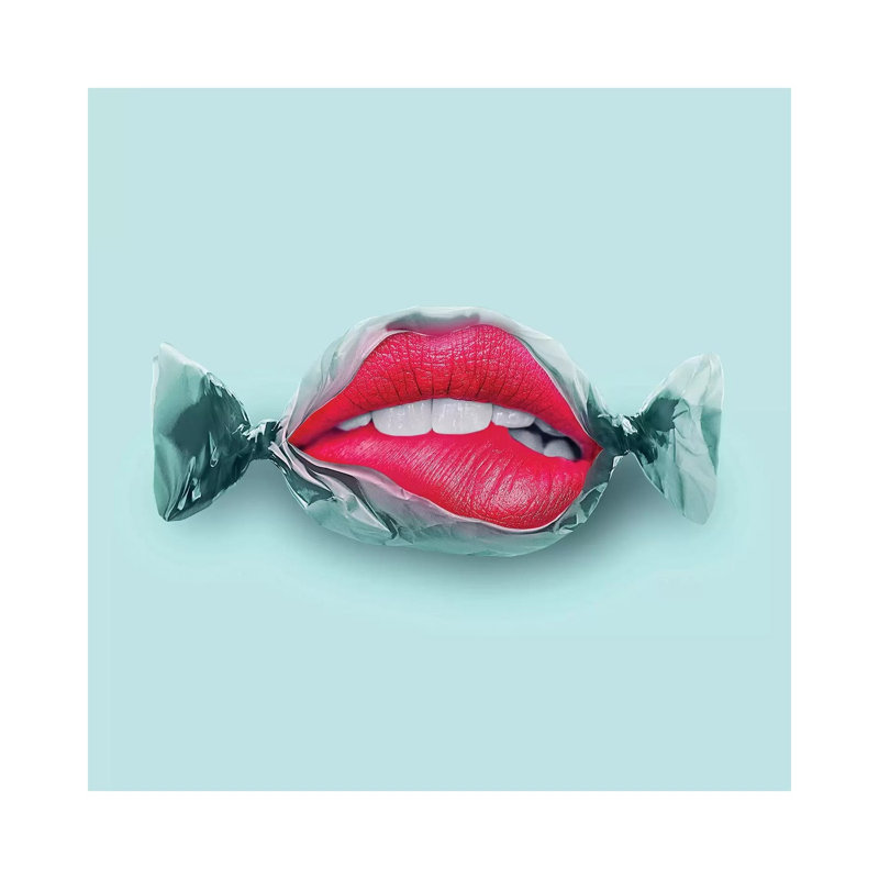 «Candy Lips» par Jonas Loose - impression sur toile tendue, H 12 po x l 12 po x P 0,75 po