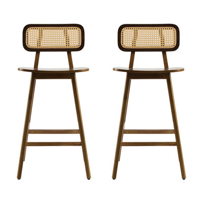 Intérieur, noyer teinté, bois d'hévéa, tabouret de bar, 2 sièges ergonomiques incurvés, enveloppé, facile à nettoyer 2 intérieurs avec finition ombrée, structure en bois d'hévéa, dossier renforcé en bois massif pour créer une ambiance