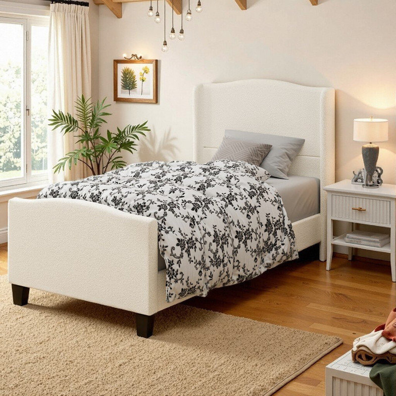 Structure de lit tapissier Dormé très grand \ grand \ double \ lit simple avec velours en peluche, support à 12 lattes, pieds en bois massif