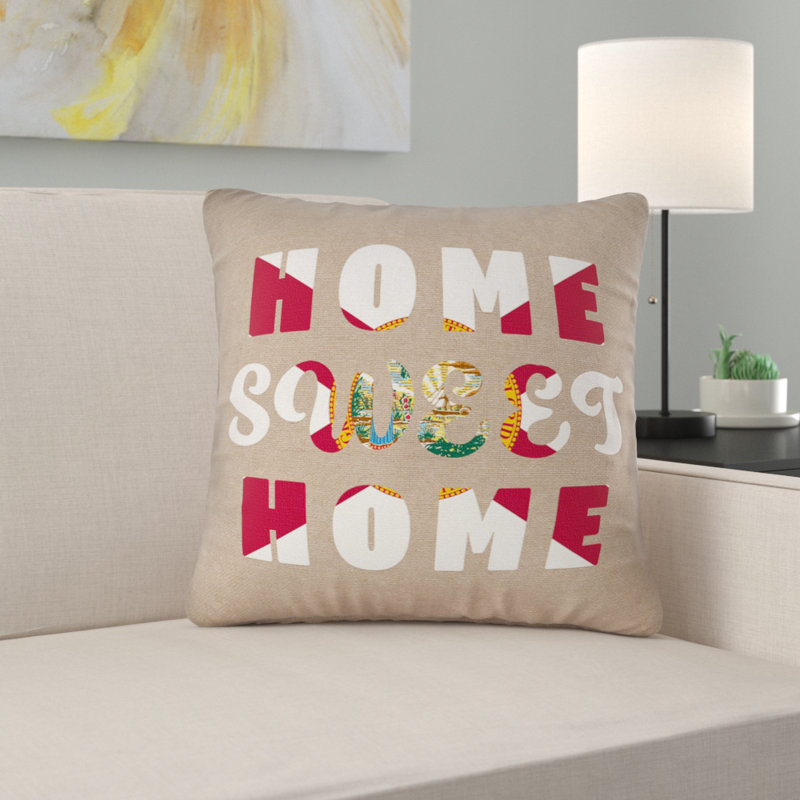 Coussin Katelyn Smith Home Sweet Florida, 14 po x 14 po, Polyester filé/recto verso - utilisation intérie, Coussin décoratif