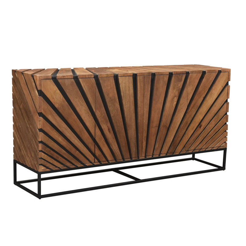 Buffet en bois massif de manguier de 80 po de largeur Aldonis