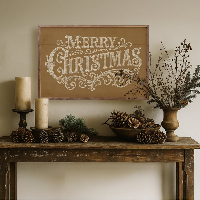 Joyeux Noël orné, Doré, H 5 po x l 8 po