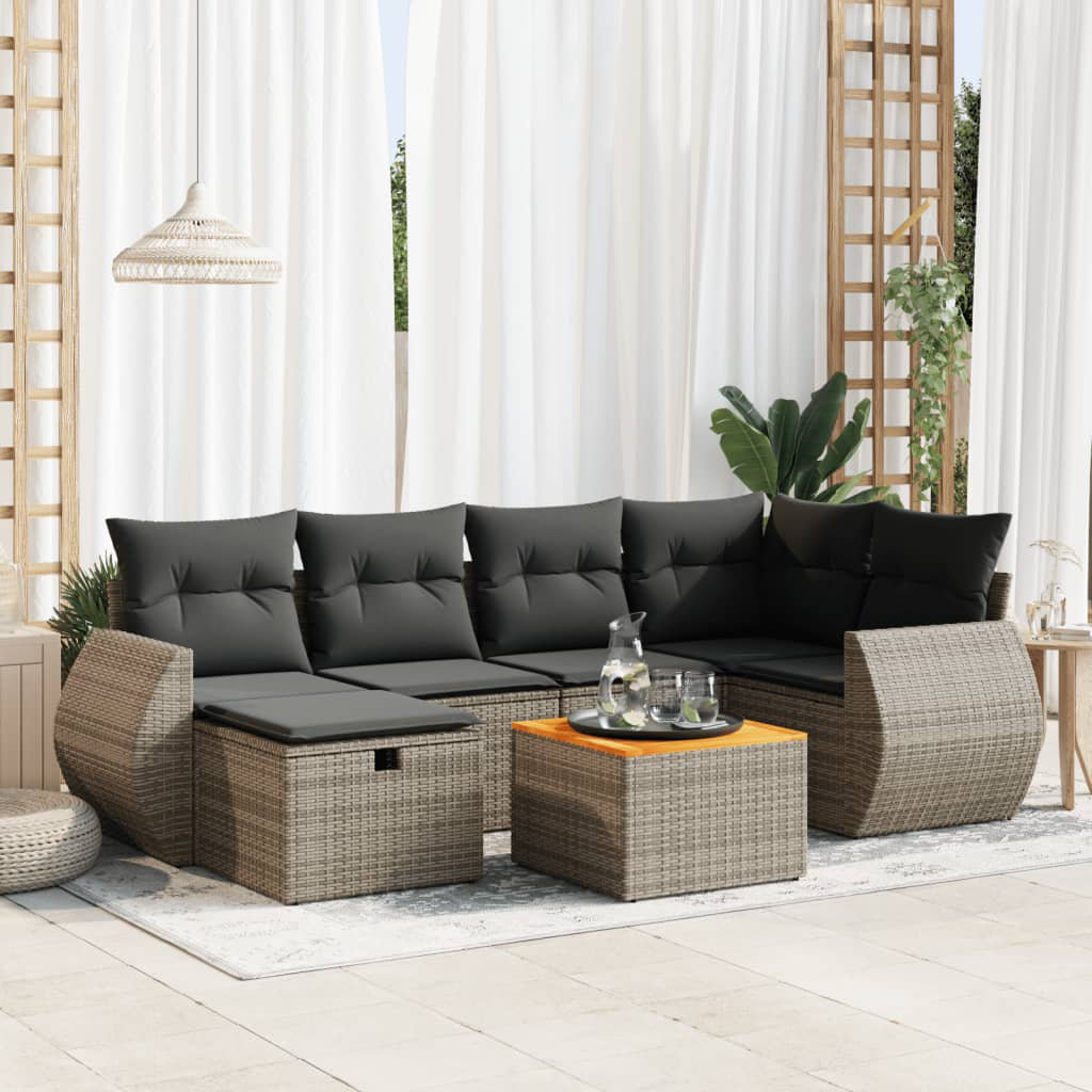 Vidaxl 7-Tlg. Garten-Sofagarnitur Mit Kissen Schwarz Poly Rattan