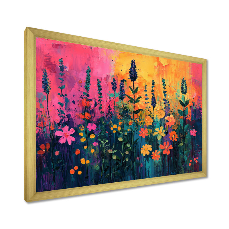 Jacobia Neon Herbs Pop Art - Art mural herbes, H 34 po x l 44 po, Floater Framed, Natural