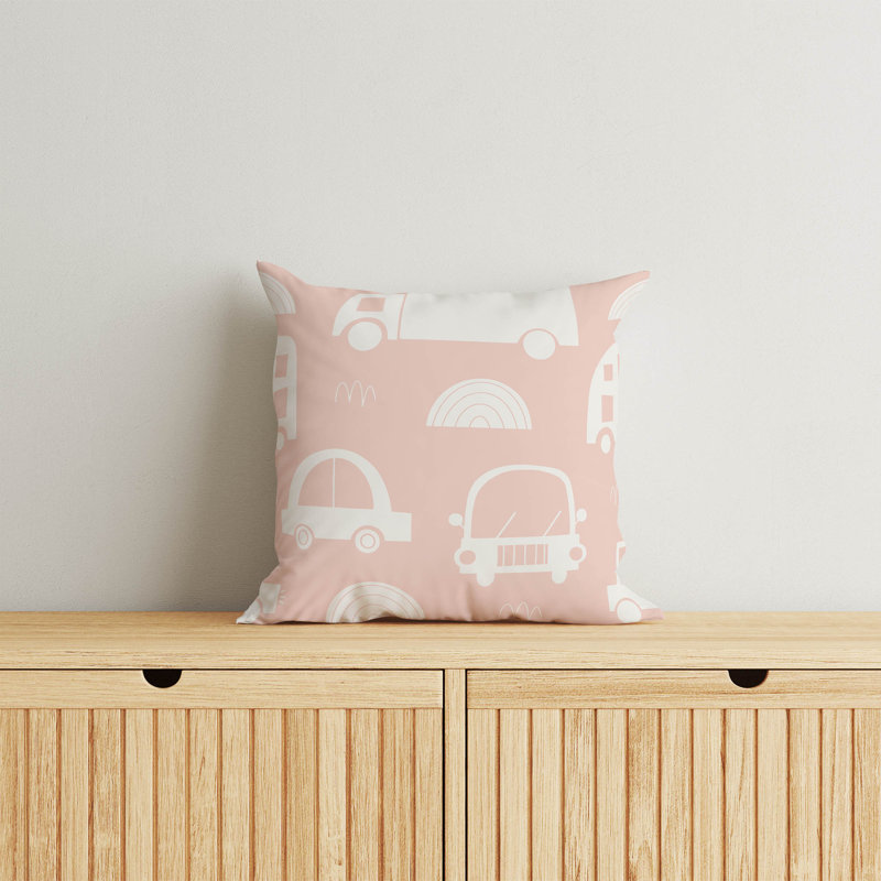 Coussin décoratif trafic, Rose, H 26 po x l 26 po