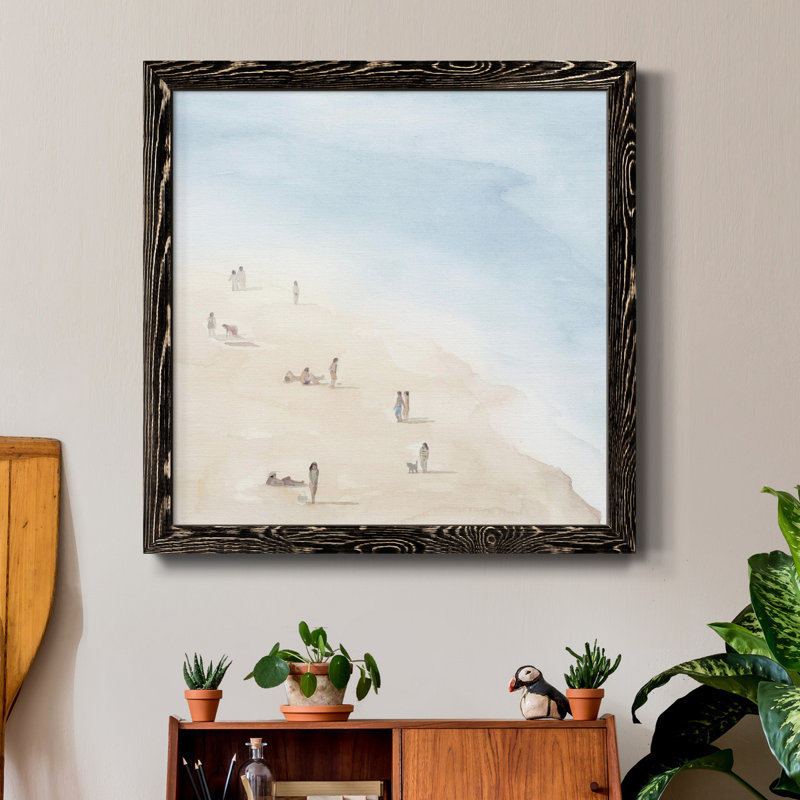 Beach Goers II - Toile encadrée de qualité supérieure - prête à être accrochée, Cadre noir, H 17 po x l 17 po x P 1 po