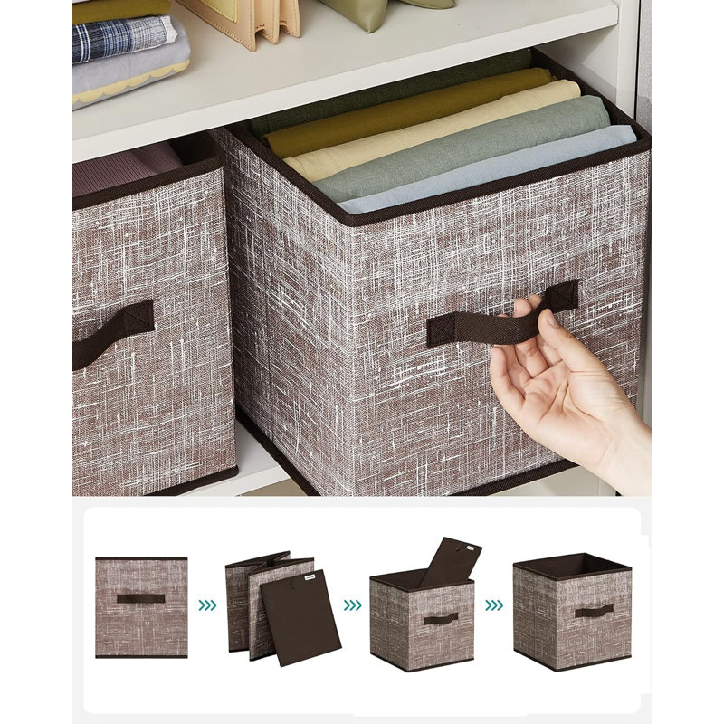 Ensemble de bacs pliables en tissu, Noyer