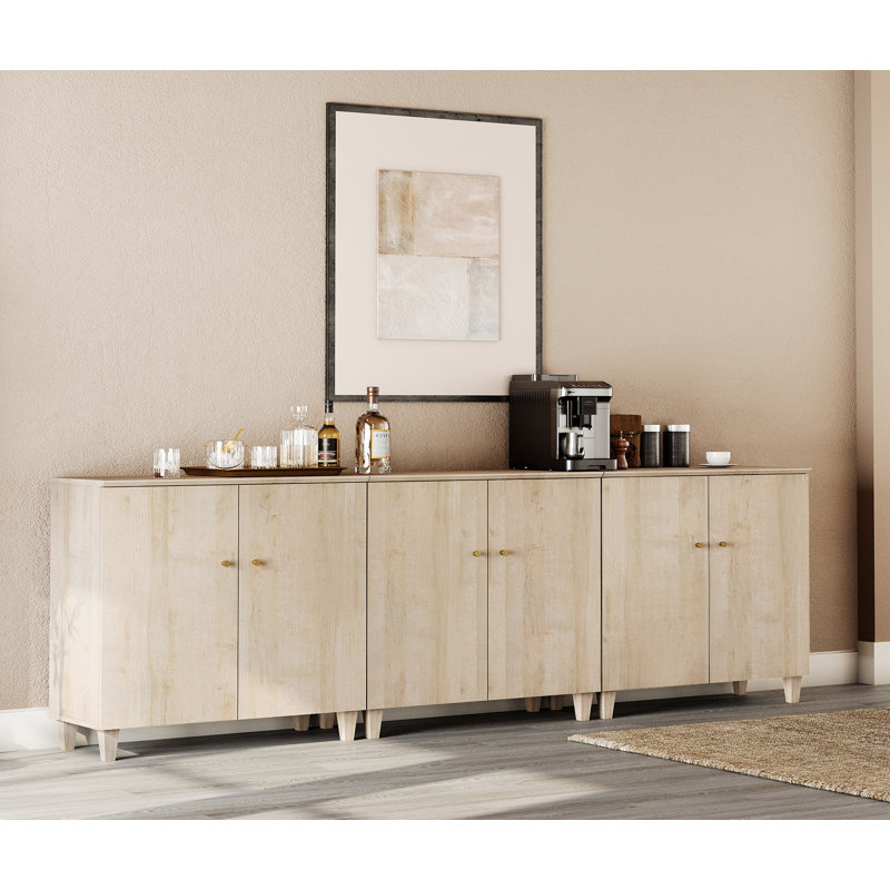 Lysiane 6-Door Buffet Cabinet Sideboard For Kitchen Dining Room, Biscotti