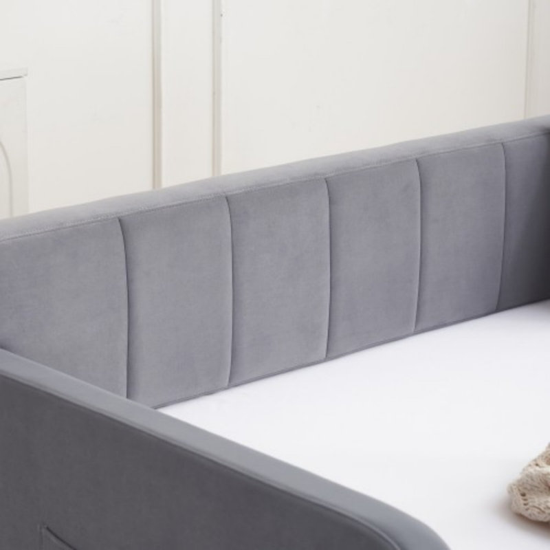 Twin Upholstered Daybed Frame with Trundle, Gray