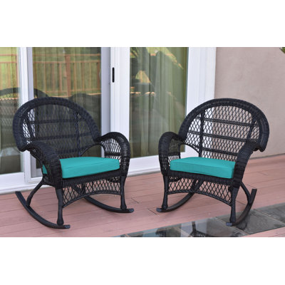 Chaise berçante en osier avec coussins Berchmans