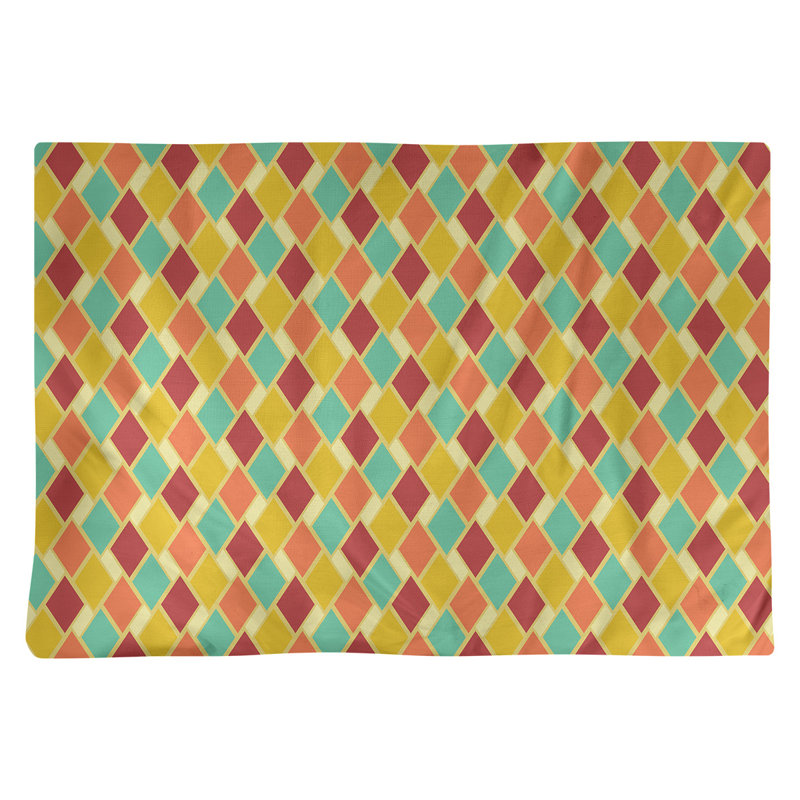 Napperon en coton 18 "Retro Diamonds, Jaune et orange