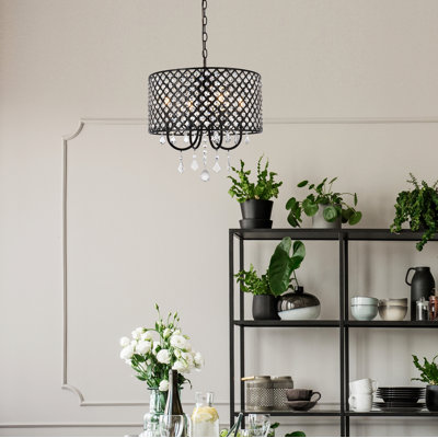 Dusin 4-Light Dimmable Crystal Drum Chandelier