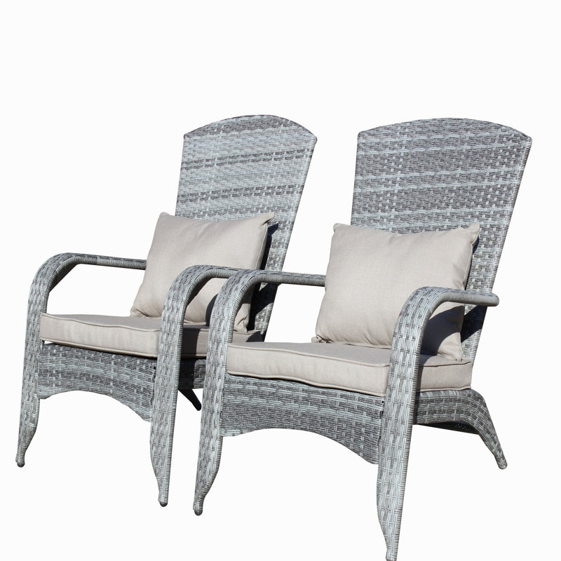 Chaise de patio avec coussins (coussin gris), Grey