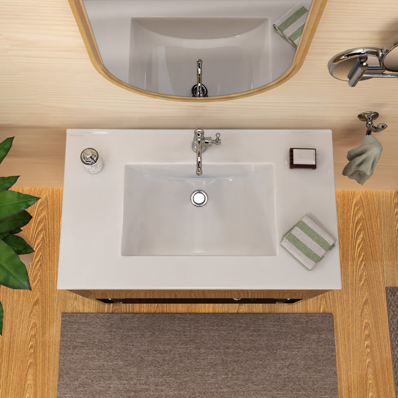 Meuble-lavabo à poser 37 po avec cuve rectangulaire intégrée et trop-plein Whitehaus, Trou unique