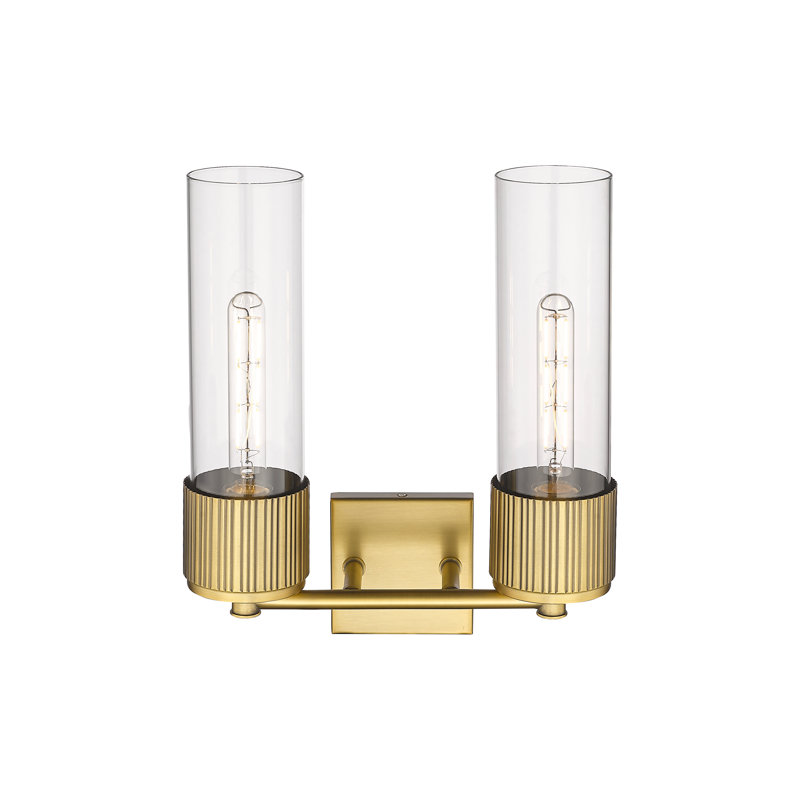 Lum 2 - Light Dimmable Bath Sconce, Brushed Brass, Clear