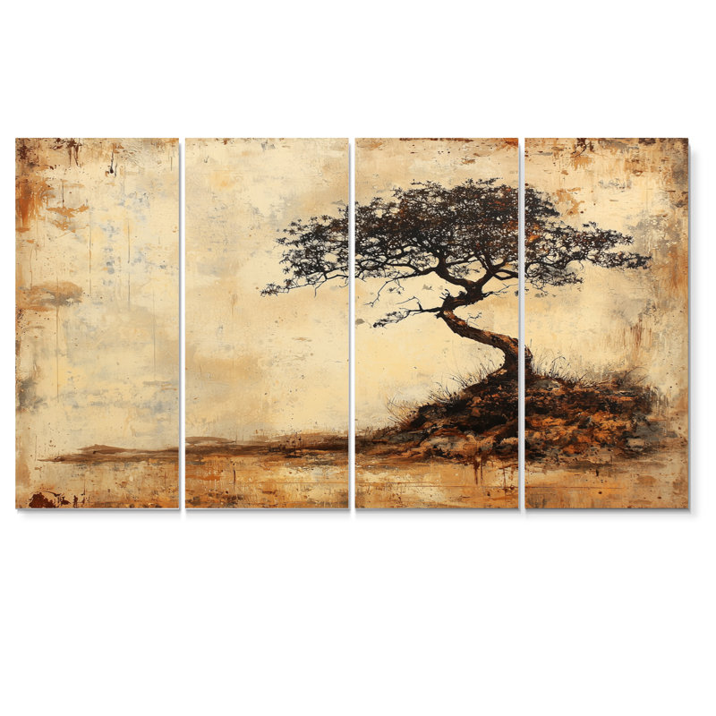 Ensemble de salon art mural jaune arbre jaune Savannah, H 32 po x l 64 po